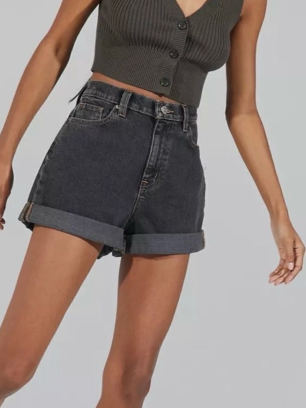 Urban Outfitters BDG Denim High-Waisted Mom Shorts | Washed Black Denim